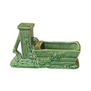 Vintage Shawnee Pottery USA  Water Pump Trough 716 Planter Flower Vase Green Ivy